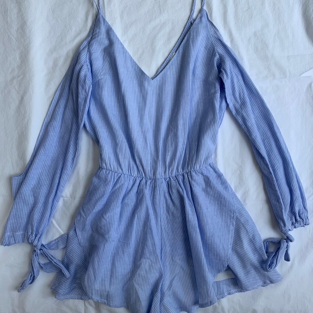 LF Baby Blue Striped Romper